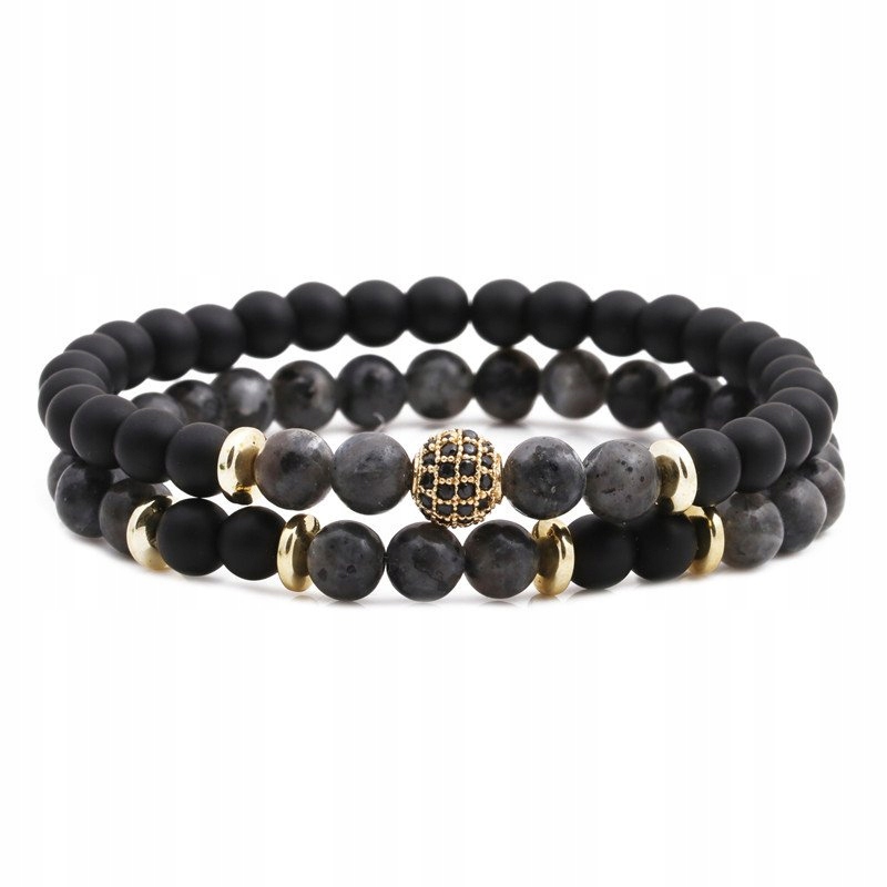 

Zestaw Bransoletek koraliki Kamień Naturalny szary