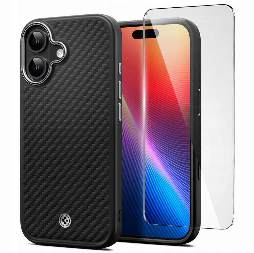 Puzdro Spigen pre iPhone 17, Enzo Aramid Carbon, Matné čierne sklo