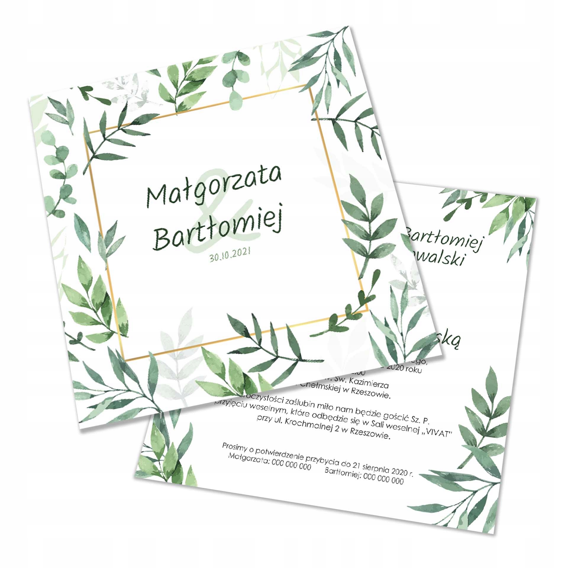 ZAPROSZENIA ŚLUBNE KWADRAT 14x14cm + koperta