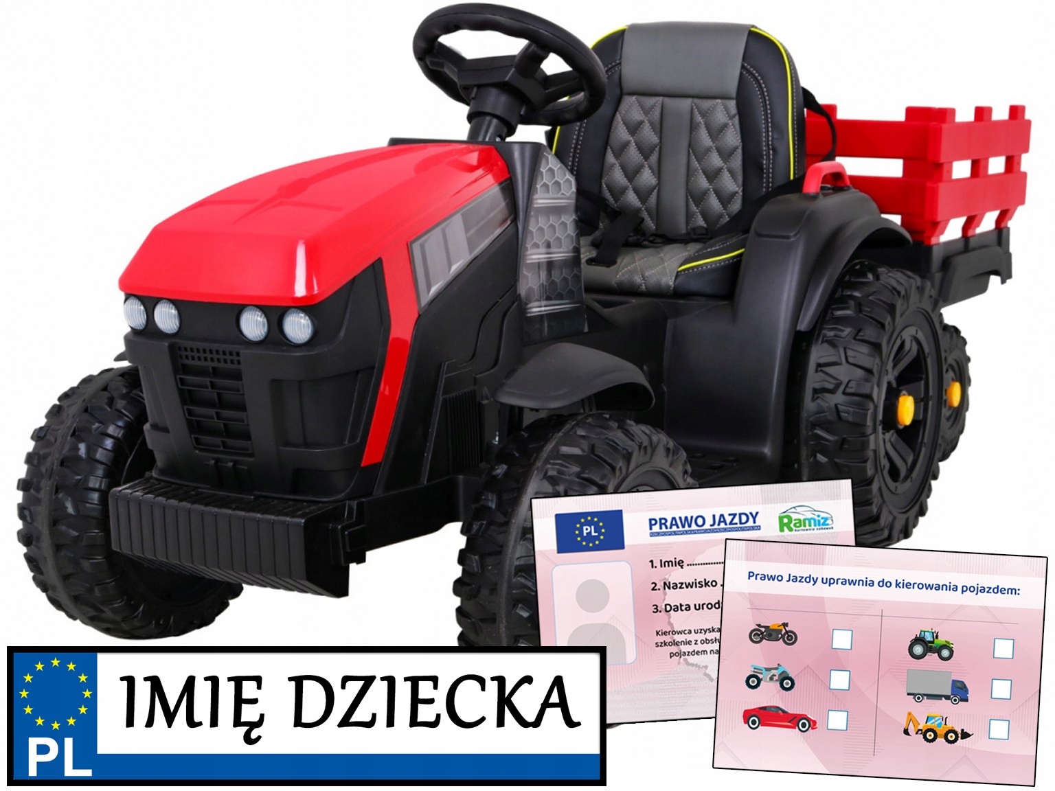 duży Traktor Titanium na akumulator przyczepa łopatka Jeździk Ciągnik