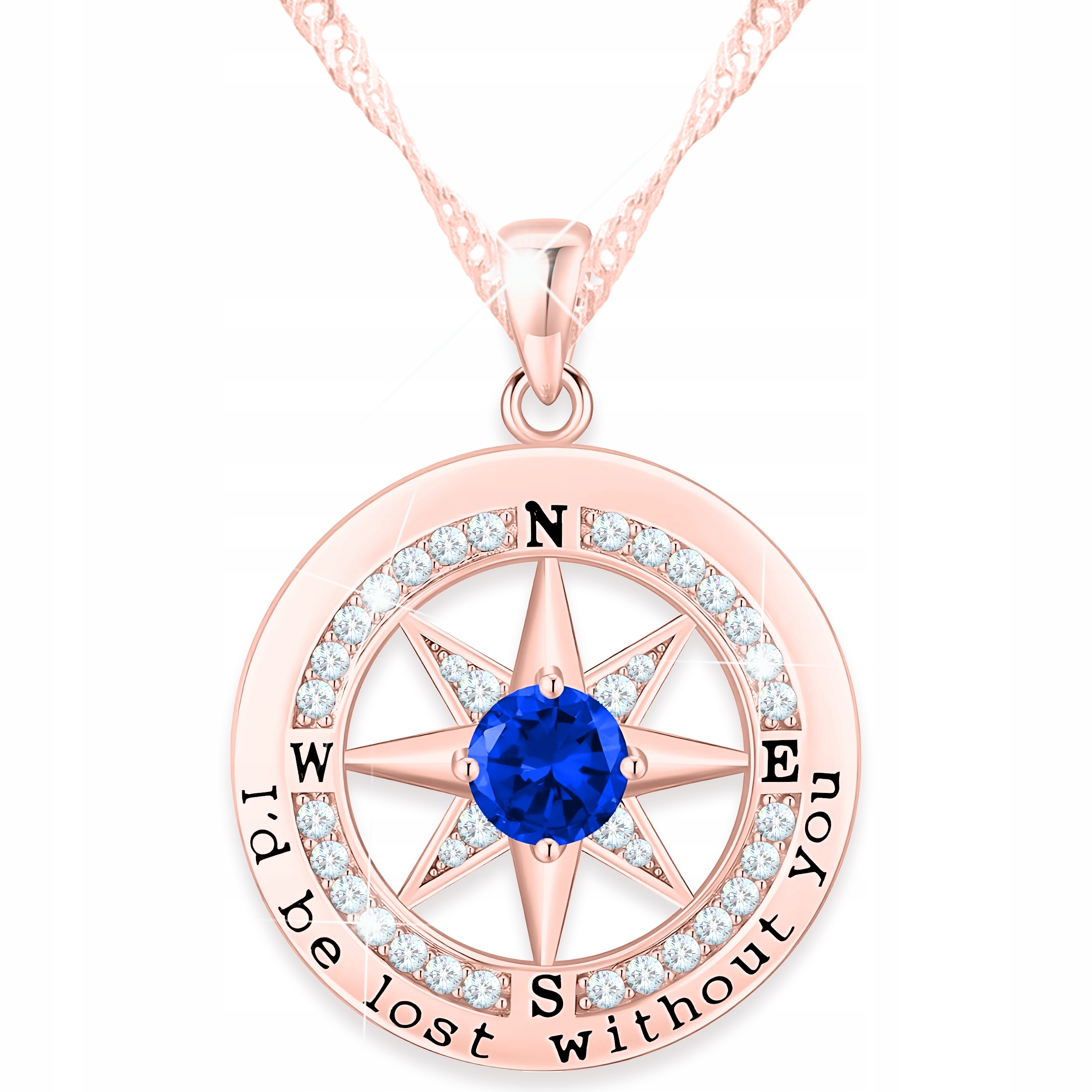 Pozlacený náhrdelník Kompas s modrým očkem Kompas Stříbro 925
