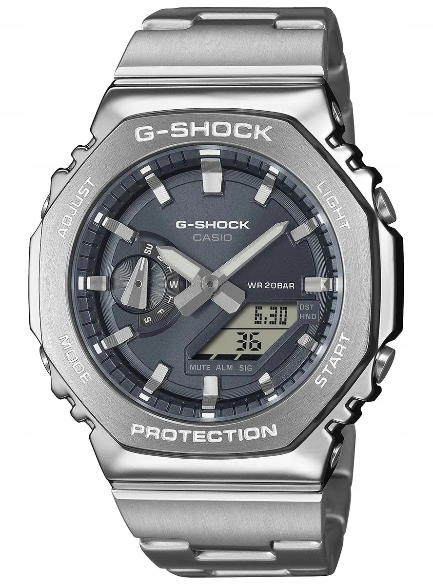 Pánské Hodinky Casio G-shock GM-2110D-8AER G-shock Stříbrné Na Náramku