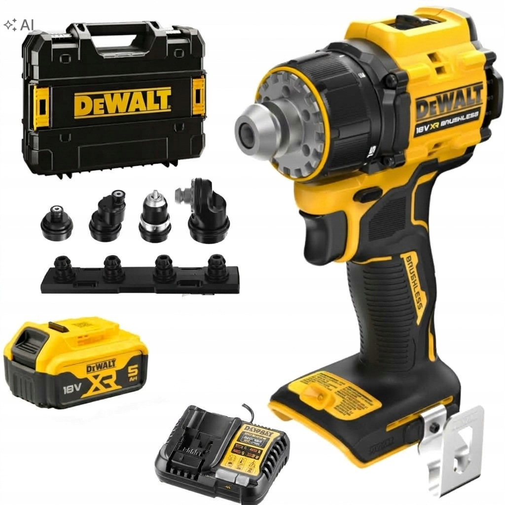 Dewalt Wkrętarka bezszczotkowa 73Nm Aku 1x 5Ah 4 głowice walizka DCD803P1T