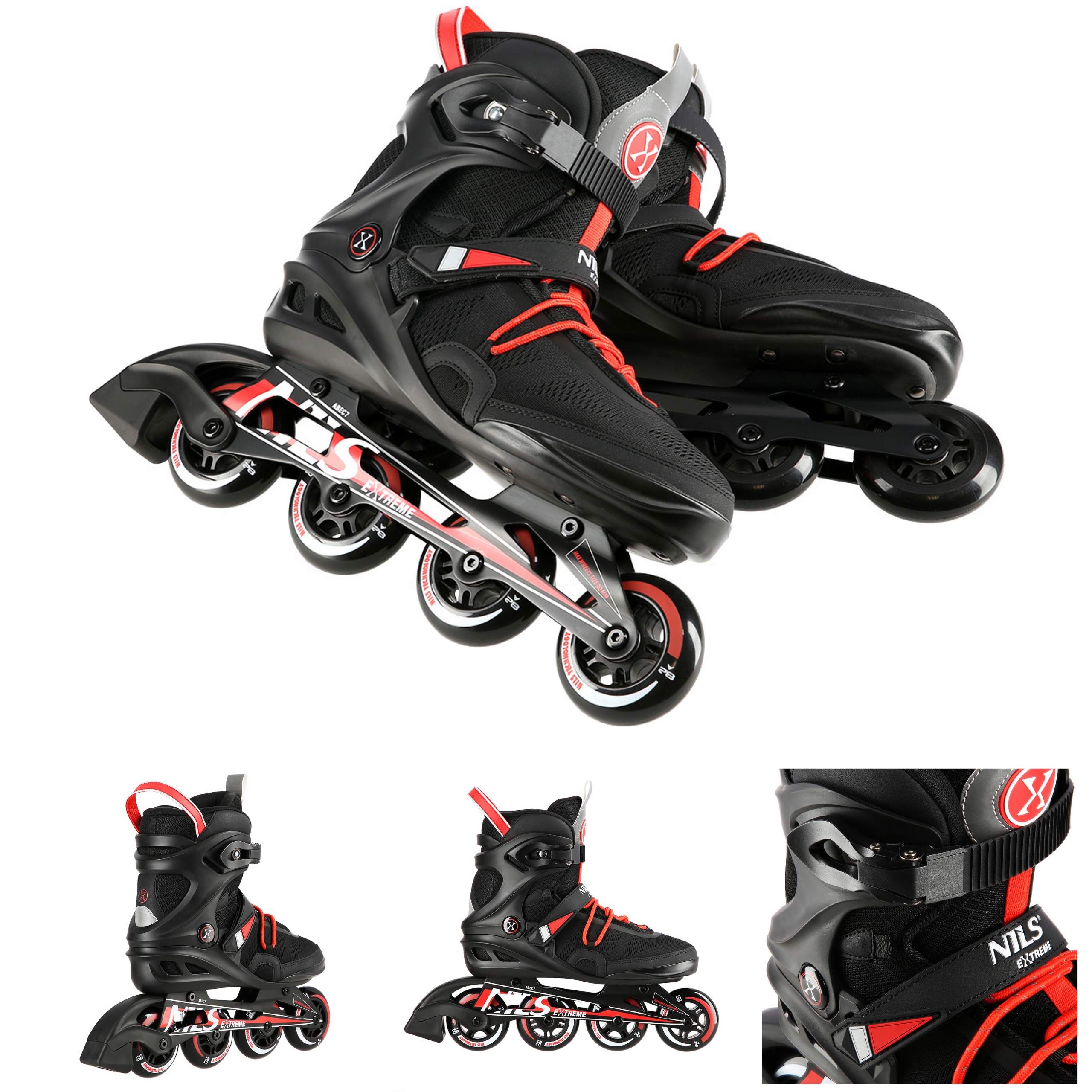 Kolečkové Brusle 45 Nils Extreme Brusle 2v1 ABEC7 Kaučuk Sport Alu značkové