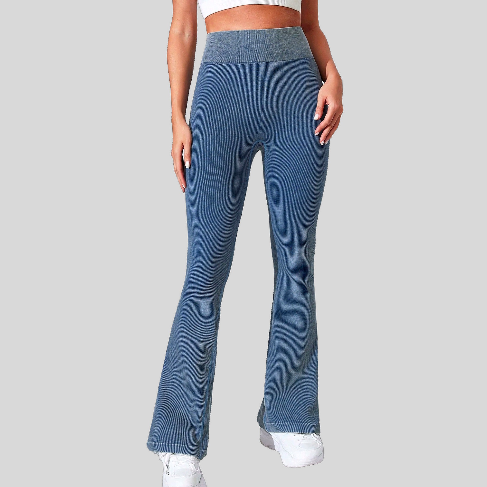 Legginsy Sportowe Treningowe Dzwony Bezszwowe Prążkowane Shein L 40