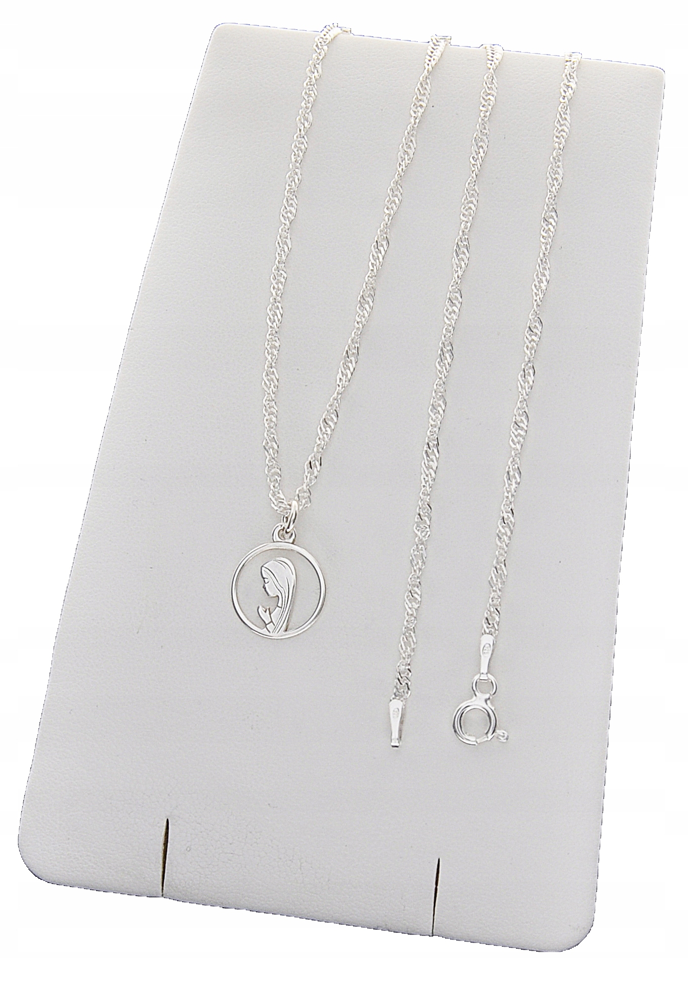 SREBRNY ŁAŃCUSZEK KOMUNIJNY MEDALIK MATKA BOSKA NA KOMUNIĘ DLA DZIEWCZYNKI Okazja chrzest/komunia