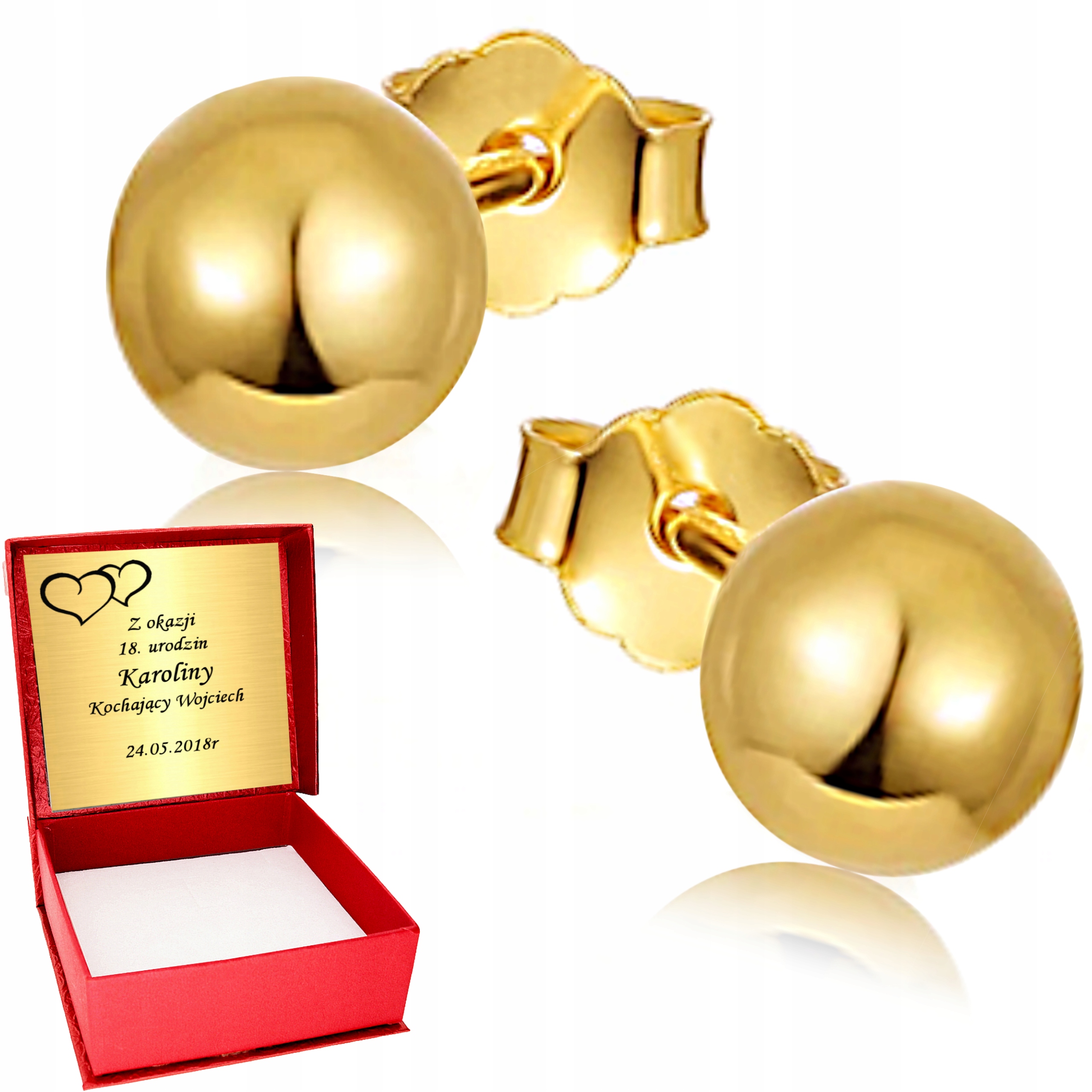 

Złote Kolczyki 333 Duże Kulki Kule Złoto Grawer