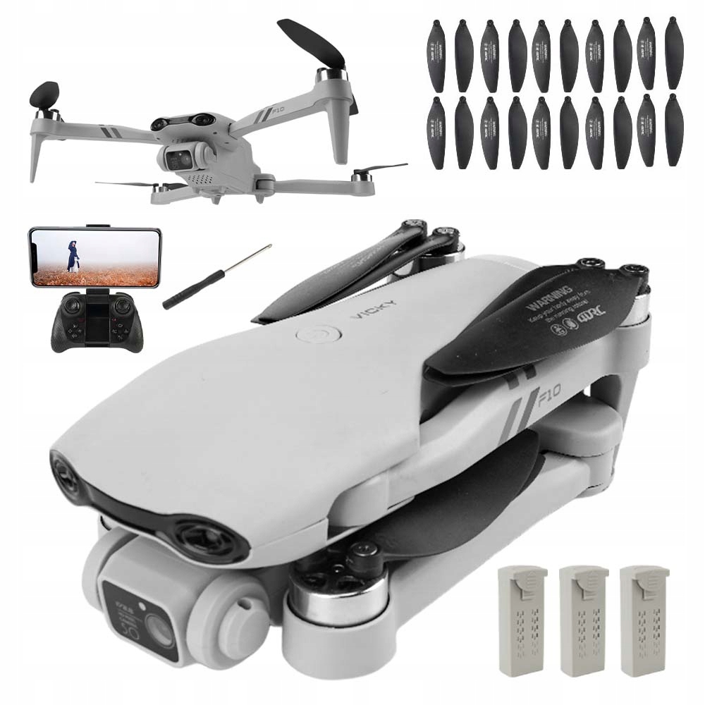Inteligentní Dron F10 Dvě Kamery 4K Hd Wifi Hračka Vznášení 200 m 3 Baterie