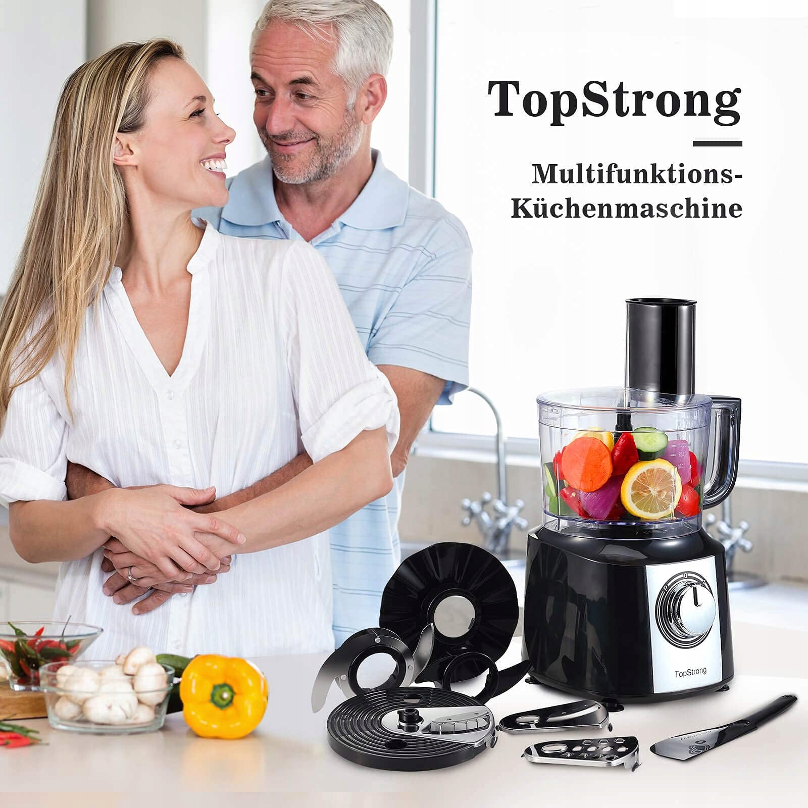 TOPSTRONG Robot Kuchenny 800W 2L Malakser Z Trzema Tarcza Do Krojenia — miniatura 7