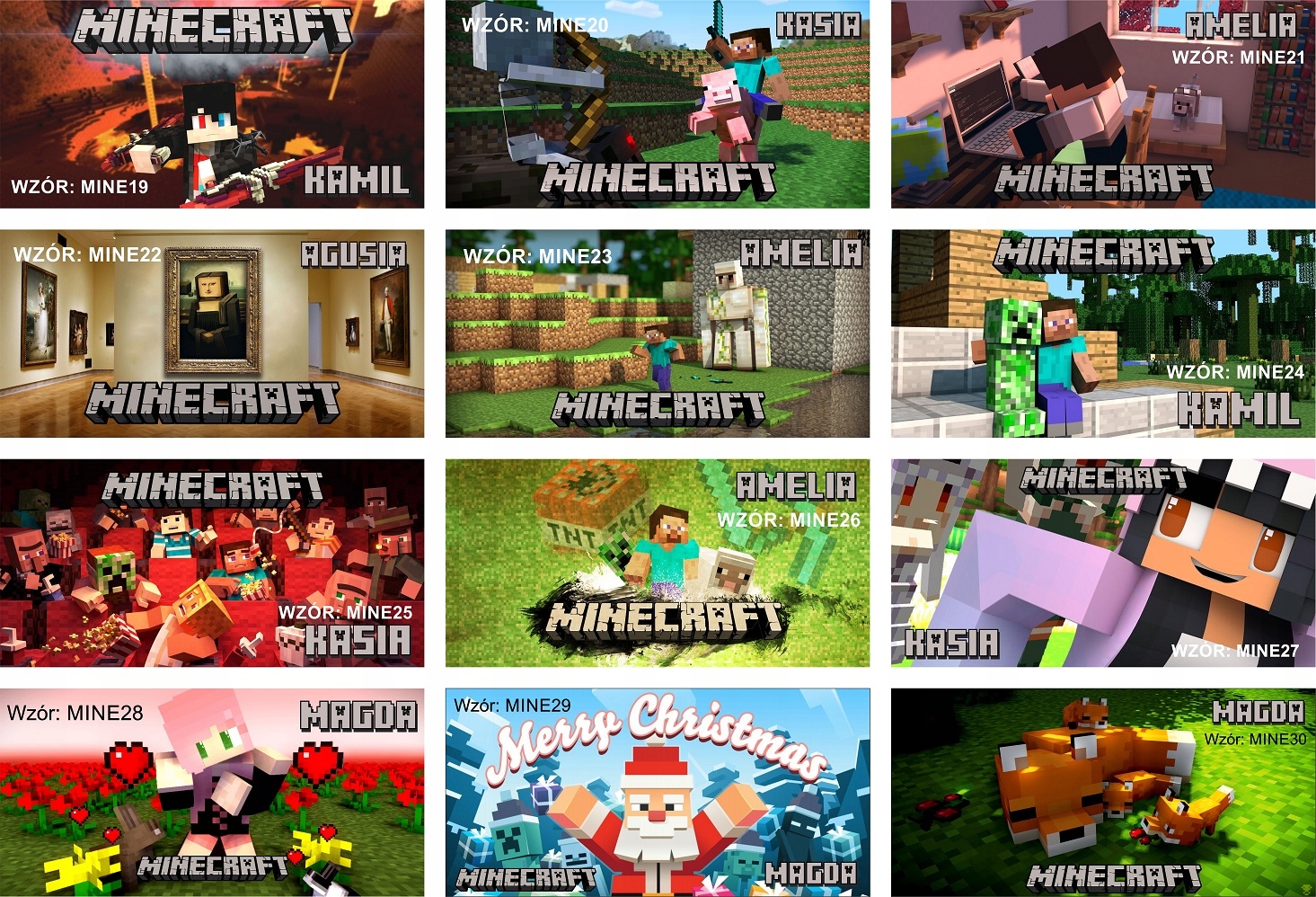 Kubek + imię Minecraft ZIELONY środek GRATIS Tematyka, motyw Minecraft