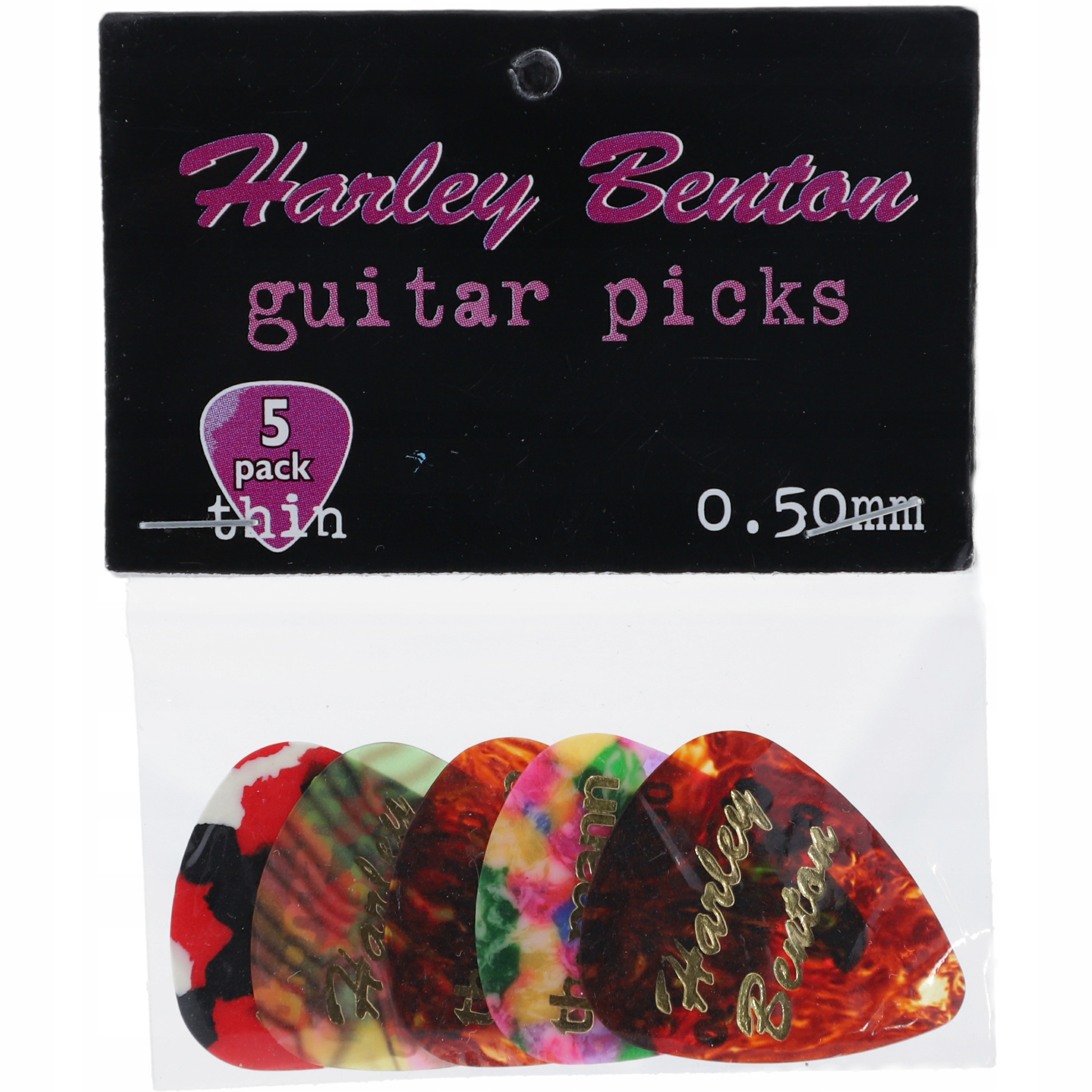 Kostki gitarowe do gitary 0,50 mm Harley Benton Thin 5 szt ZESTAW Twardość thin