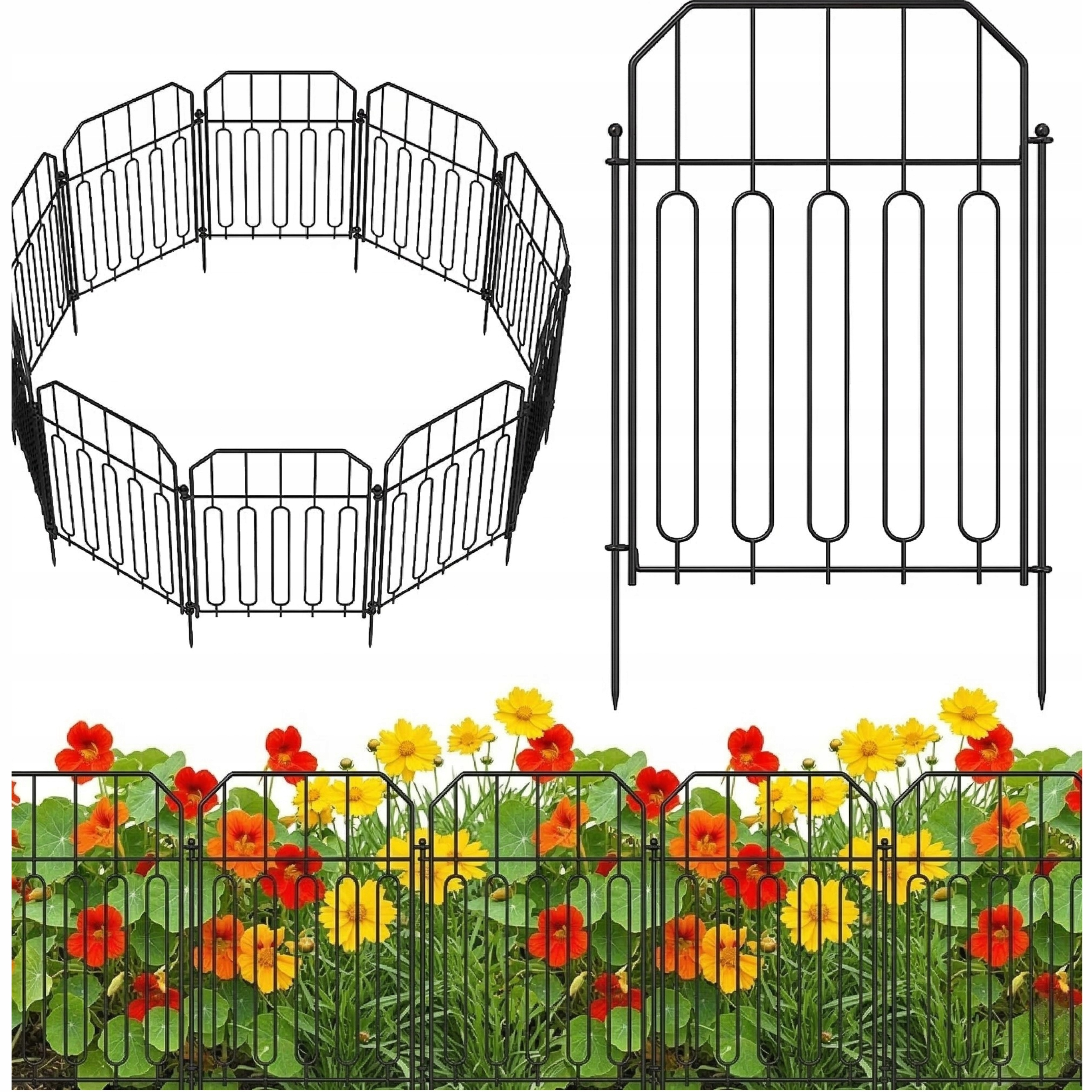 25 x Płotek Ogrodowy Metalowy Dekoracyjny Płotki Ogrodzenie Czarny Niski