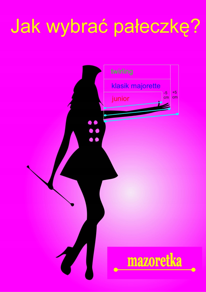 Pałeczka Twirlingowa Gwiazda Biała 65cm Rodzaj pałeczka