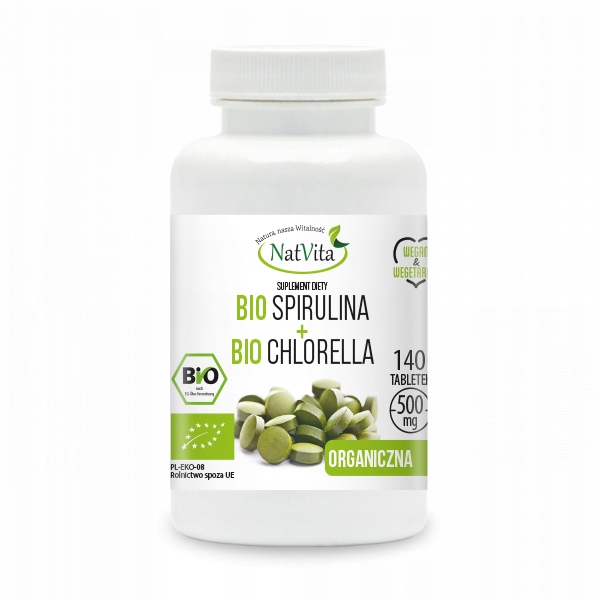 

Bio Spirulina Bio Chlorella 140 tabletek NatVita