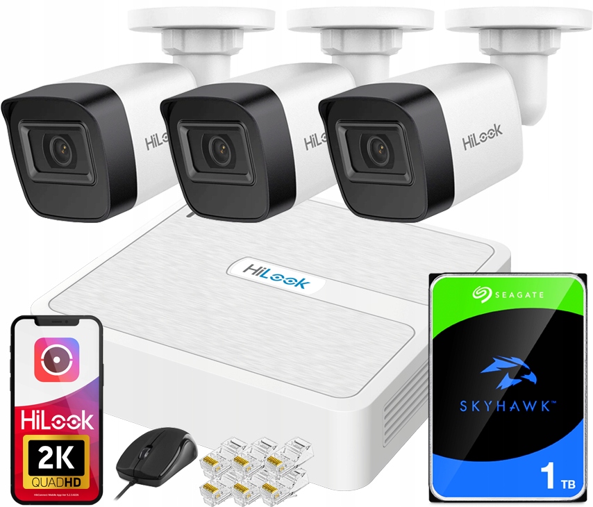 Monitorovací sada 3 kamer 4MPx 2K+ Externí PoE HiLook od společnosti Hikvision