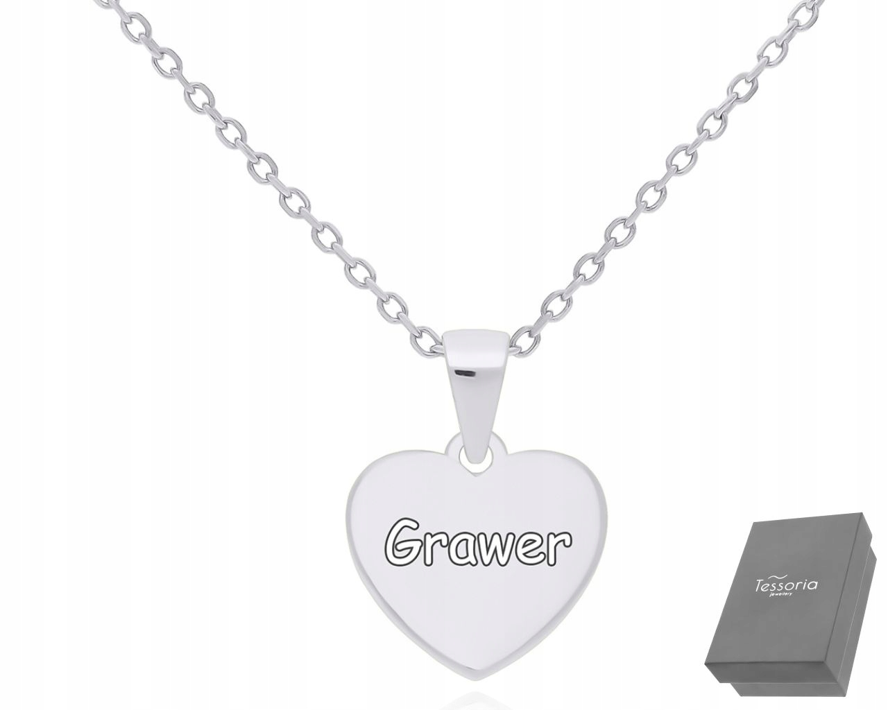 Stříbrný Náhrdelník Dámské Srdce Gravírování Srdíčko Hladké délka 50 cm 925