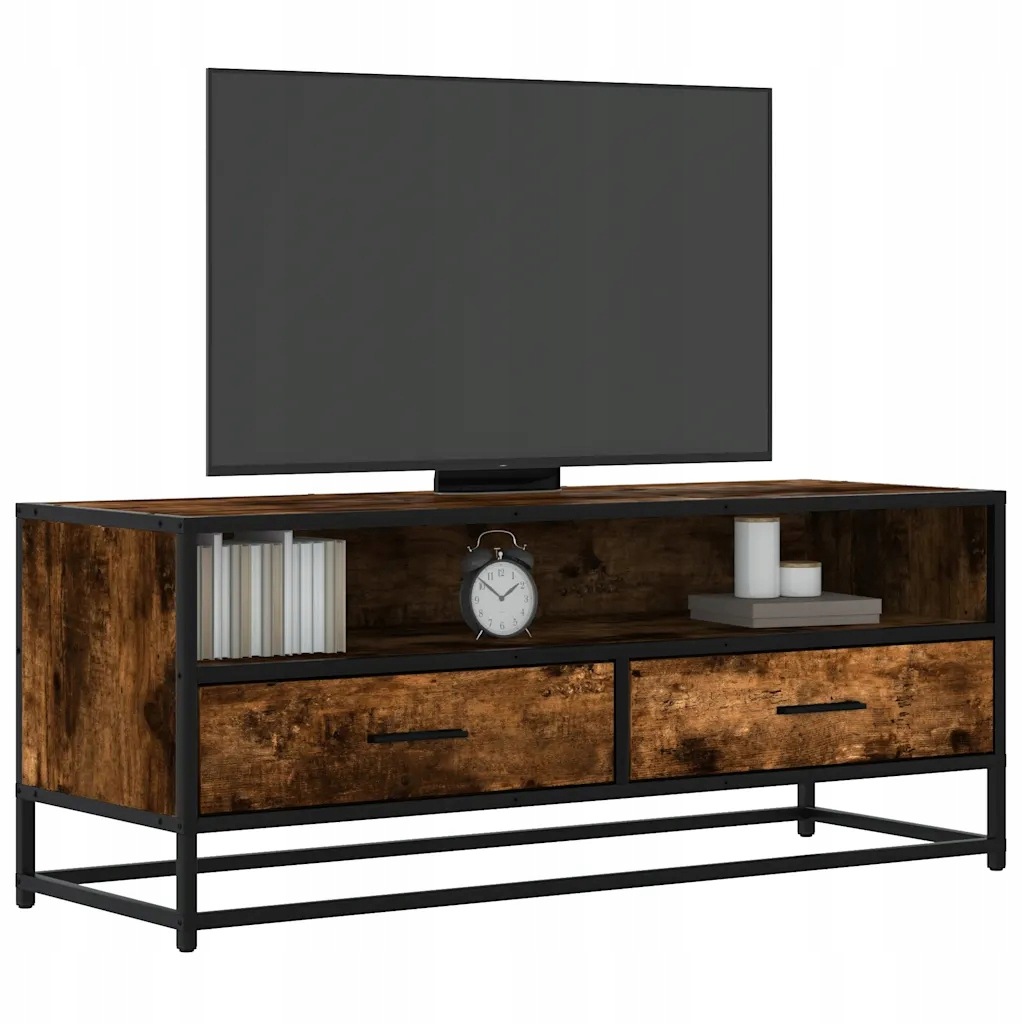 vidaXL Szafka pod telewizor, przydymiony dąb, 100x34,5x40 cm