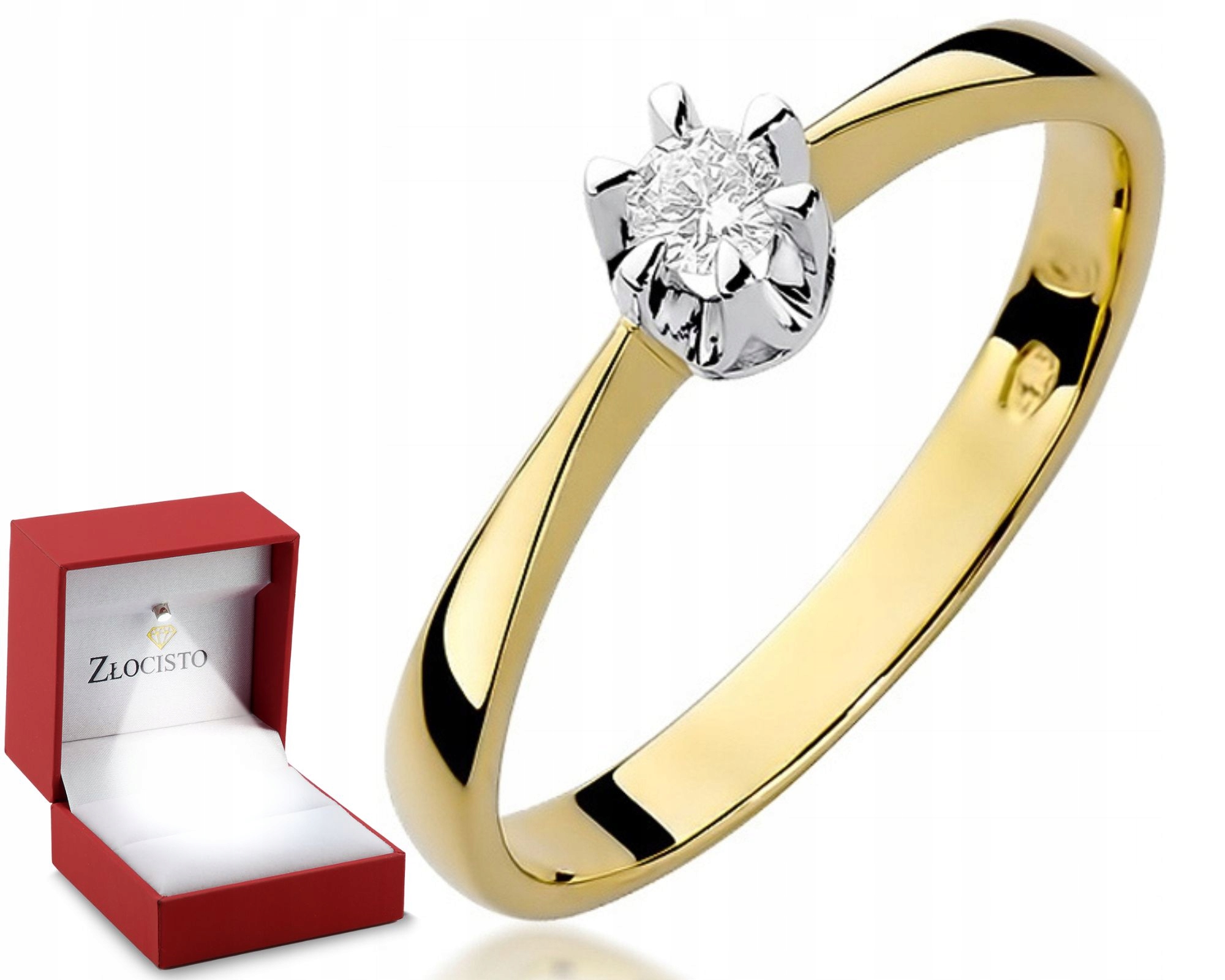 Zlatý prstýnek diamant briliant 0,10 Ct Gravírování