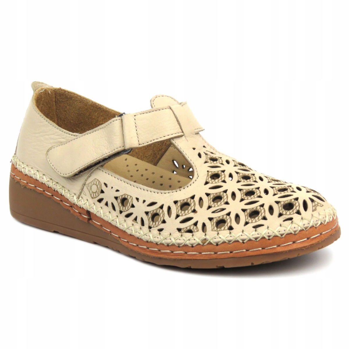 Comfortabel Dámské Polobotky 940318-08 Béžové Ažurové VEL.36