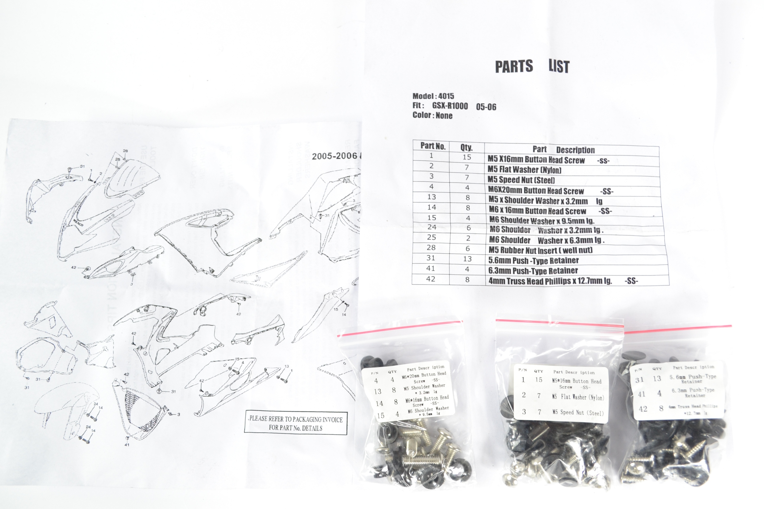 1000K5 - Suzuki GSX-R 1000 05-06 обтекатель болты комплект