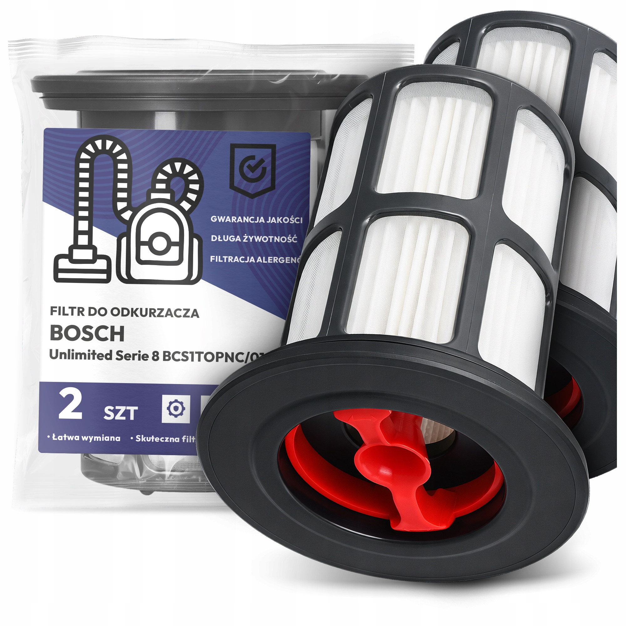 2x Filtr Pro Vysavač Bosch Unlimited Serie 8 BCS1TOPNC/01 Hepa Filtr Em-w