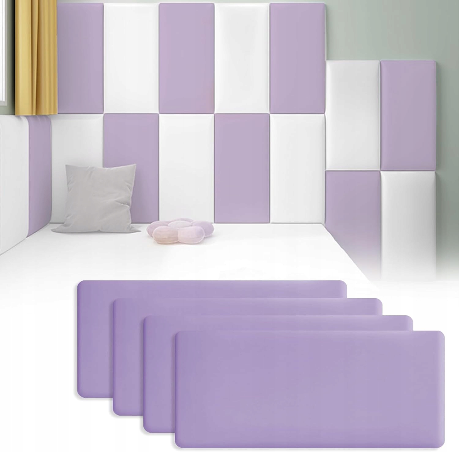 Nástenný panel 40x20 cm 4 ks Sparklenut mauve s čalúnením na opierku hlavy Quee