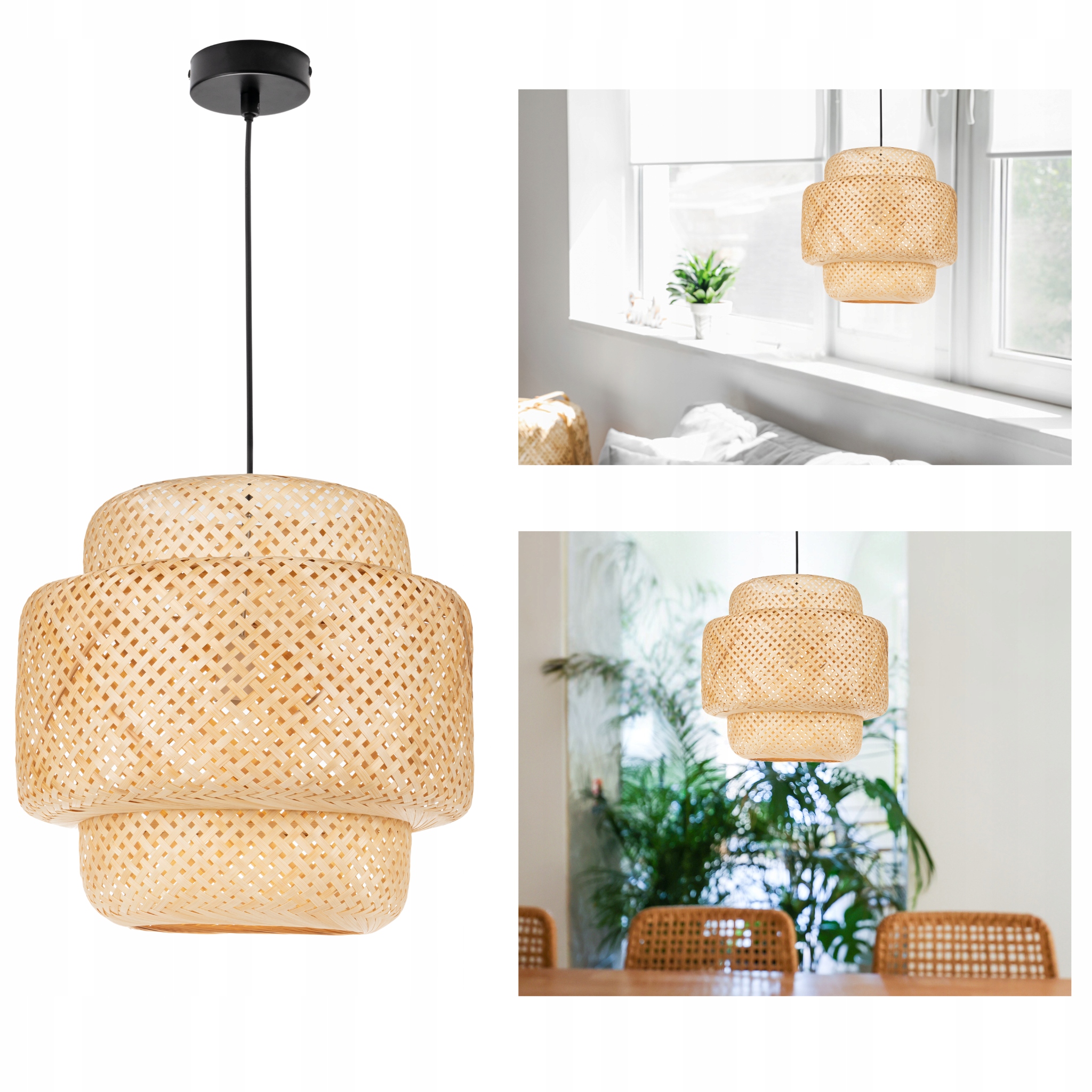 Lampa wisząca sufitowa Lightlogic LL Guits E27 do Led boho bambus