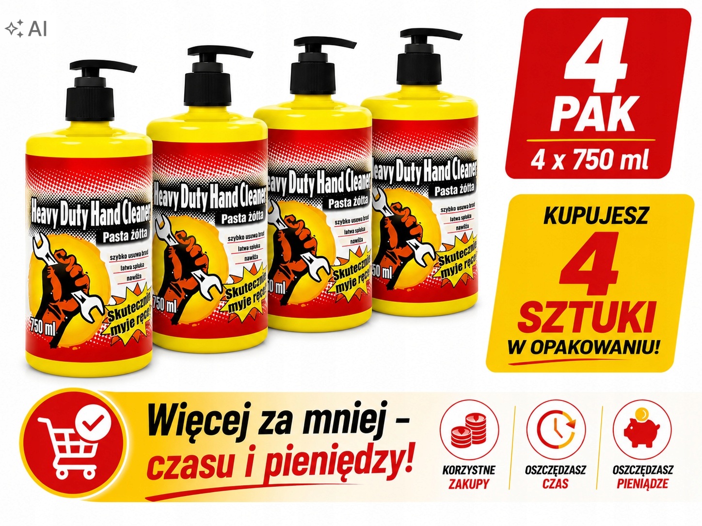 Pasta Żelowa Do Rąk Dozownikiem 4 Sztuki Więcej Za Mniej-czasu I Pieniędzy!