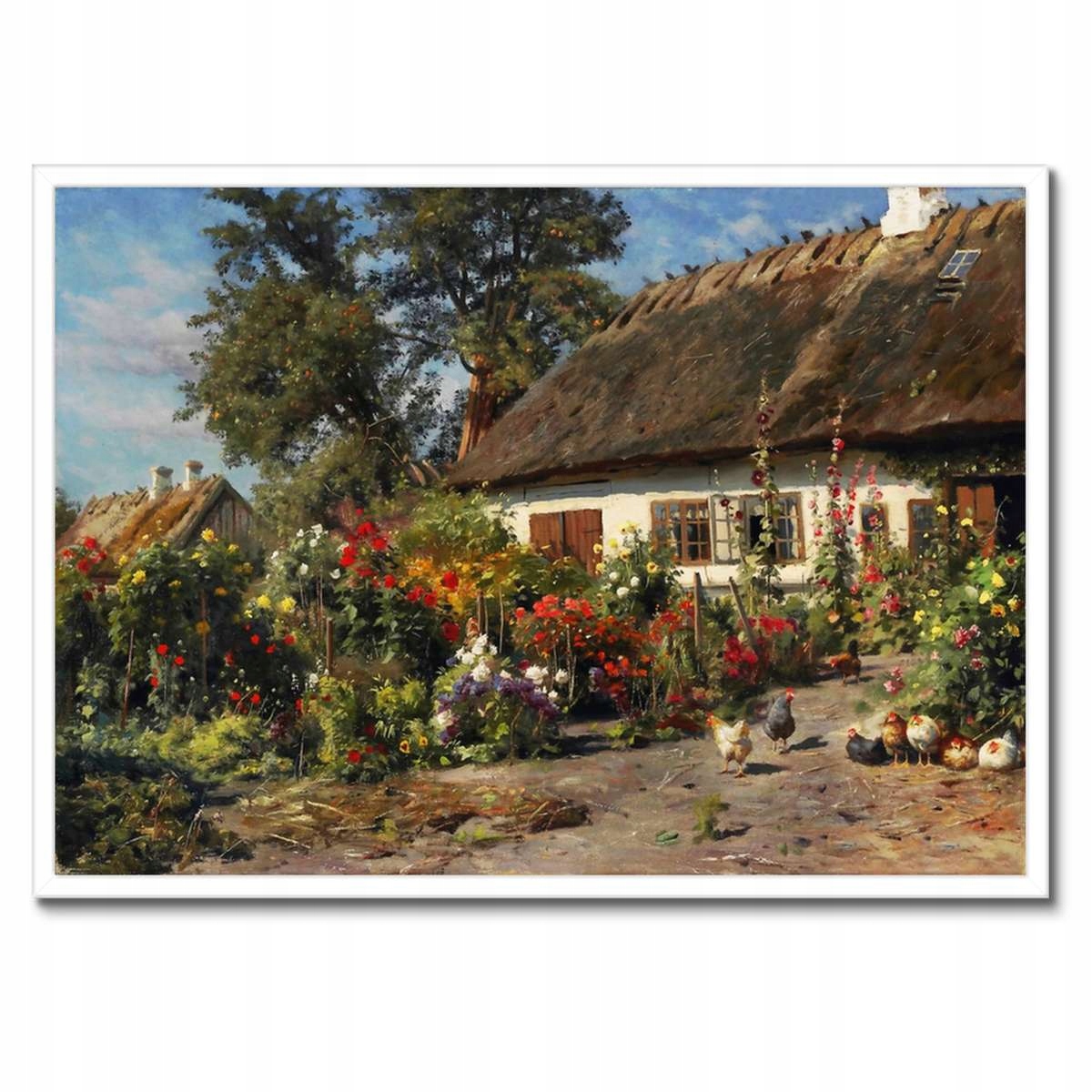 Plakáty v rámu 70x50 Venkovský domek s květinami