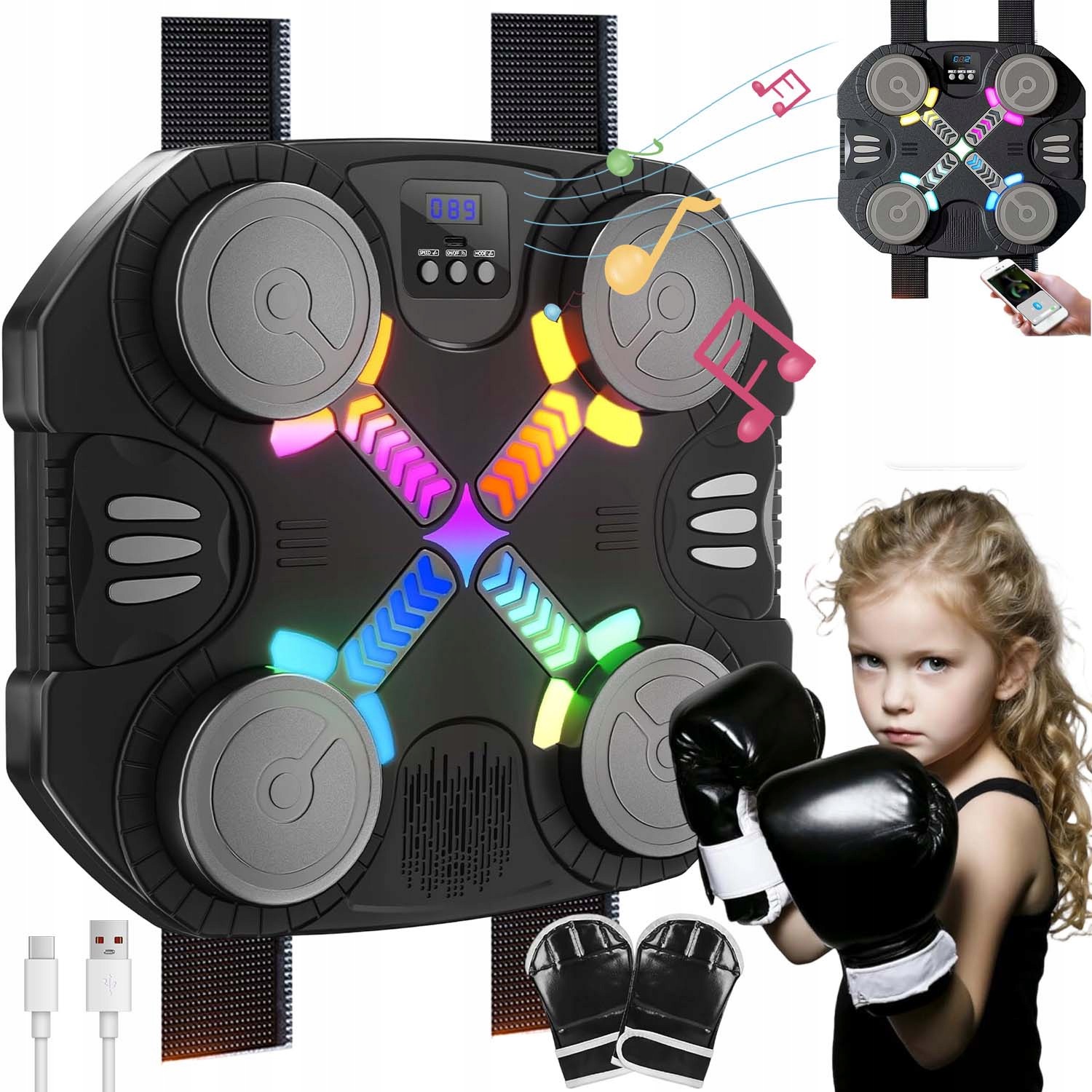 Music Boxing Machine Boxovací Stěna Hudební Štít Bluetooth Rukavice