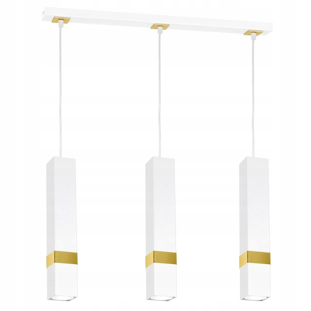 Moderná závesná stropná lampa, zlatá kovová trubica