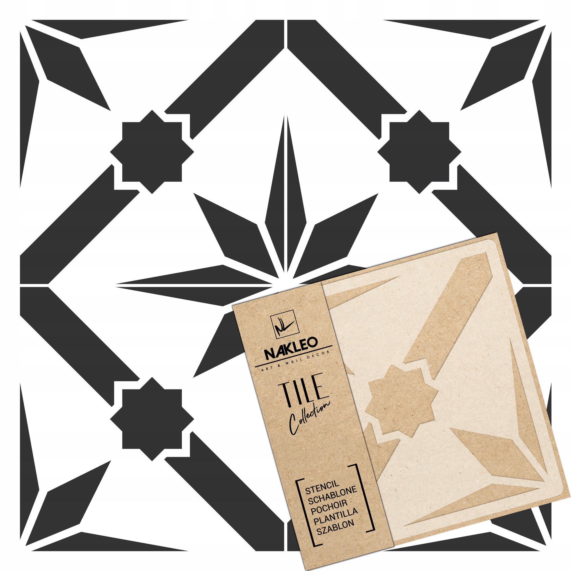 Malířská šablona Dlaždice Opakovaně Použitelný 60x60 cm Geometrie Sagarra Star