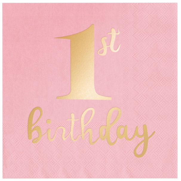 

Serwetki Roczek Różowe 1ST Birthday Urodziny 10SZT