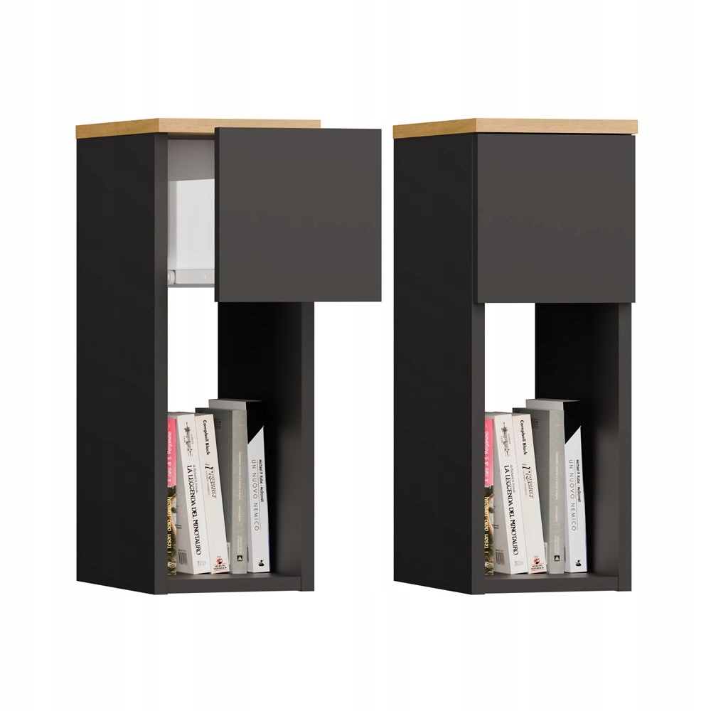 Noční Noční Stolek Galax 20 1S Antracit , řemeslný, se Ložnice ložnice