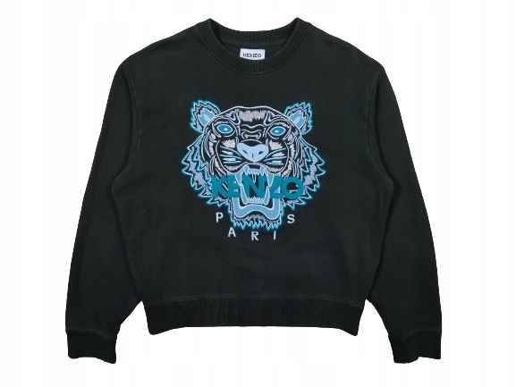 KENZO Bluza Crew Neck Czarna Męska Logowana r. M