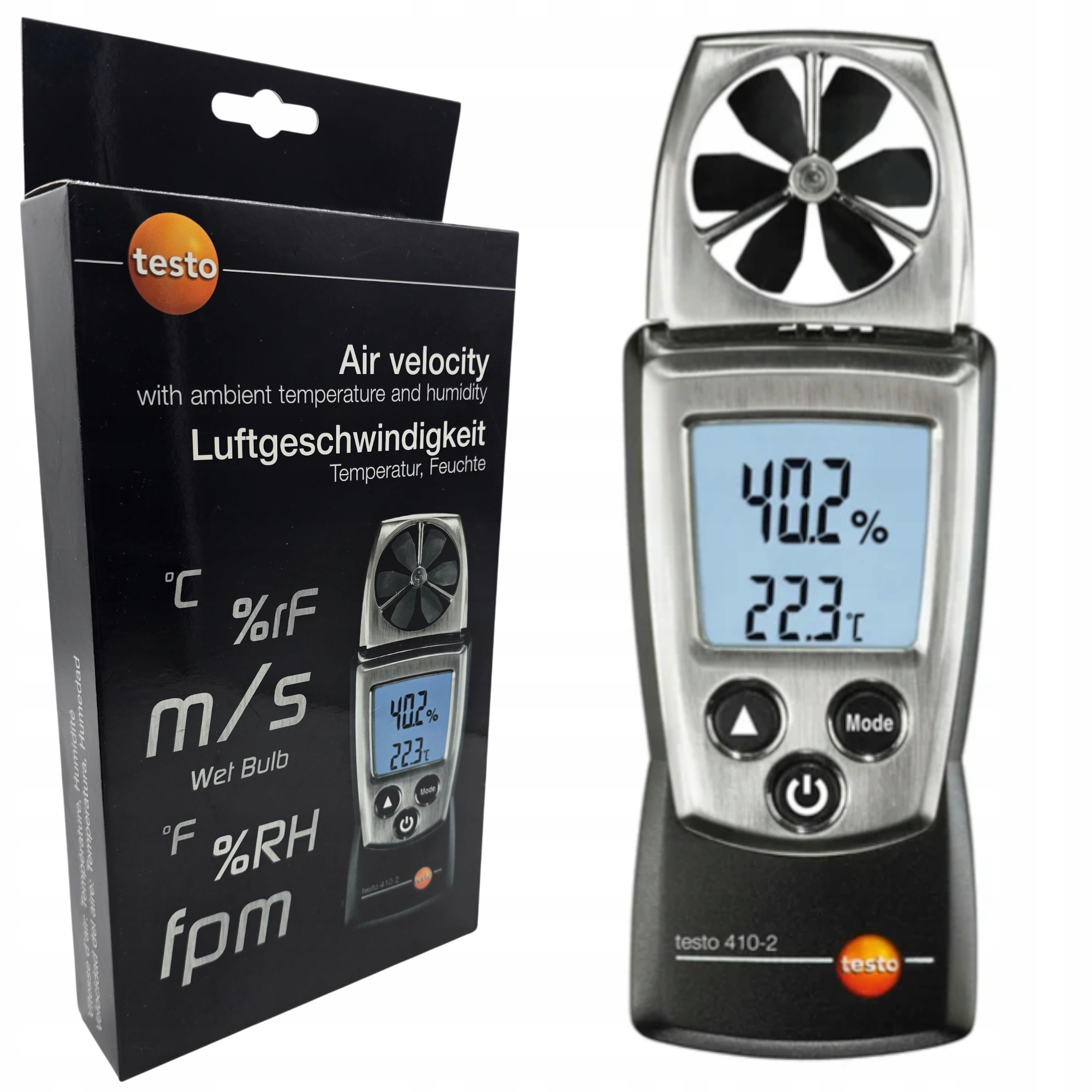 Anemometr pro ventilaci a rekuperaci Testo 410-2 – Měřič teploty a vlhkosti