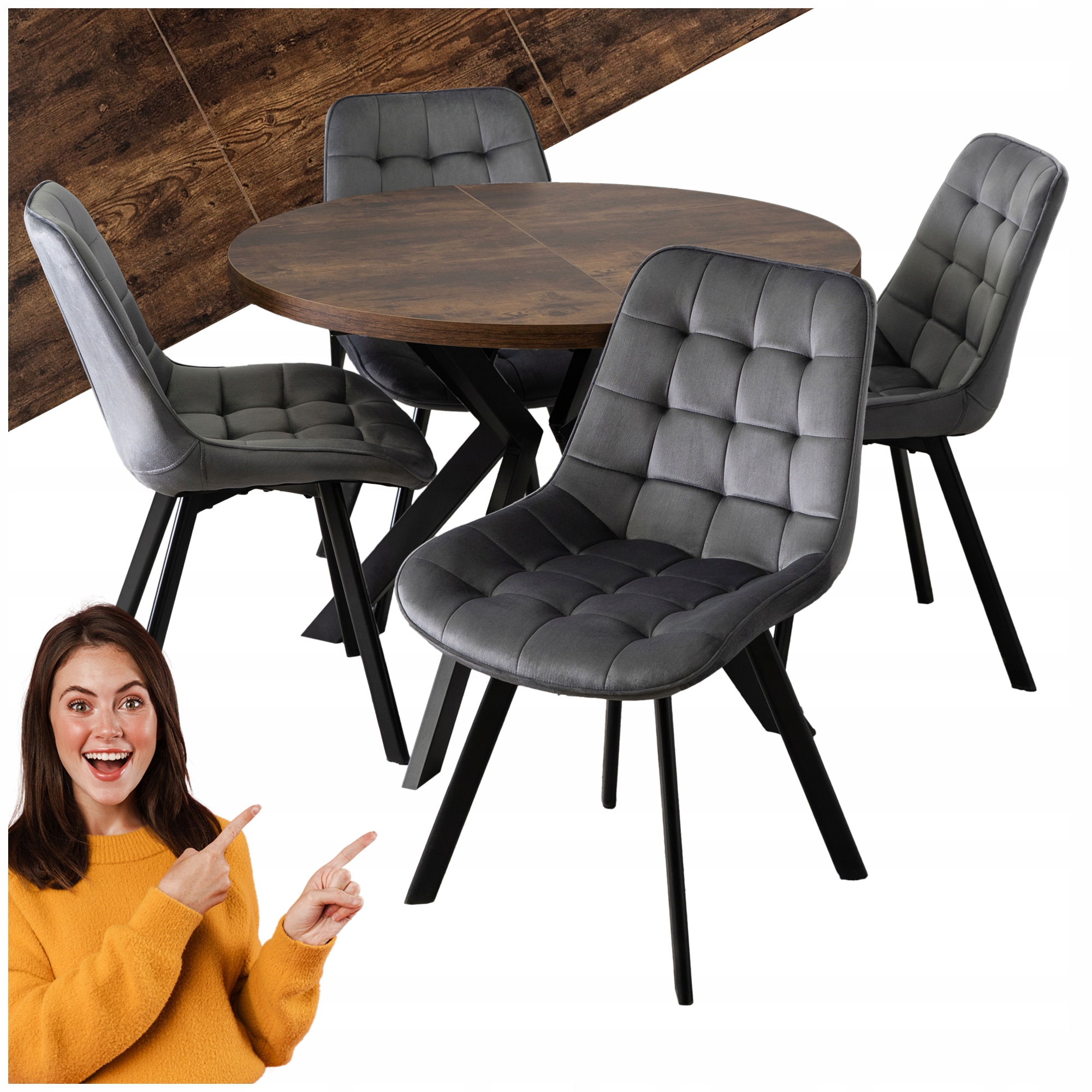 Stůl s židlemi Rozkládací sada 100-250 Sada pro obývací pokoj Kuchyňská jídelna