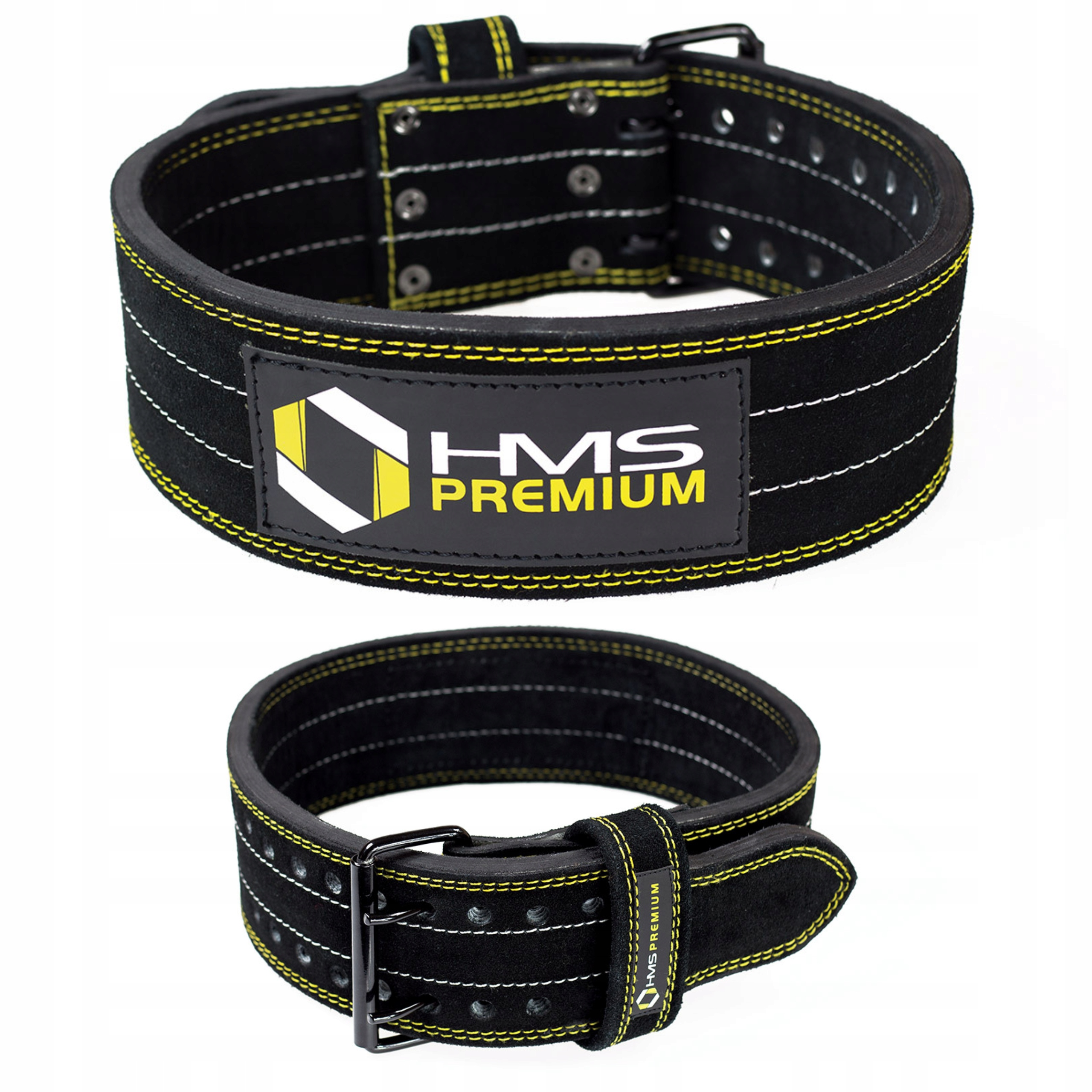 Silný Kulturistický Pás XXL Hms Premium kůže 3 vrstvy Dvoupinová spona