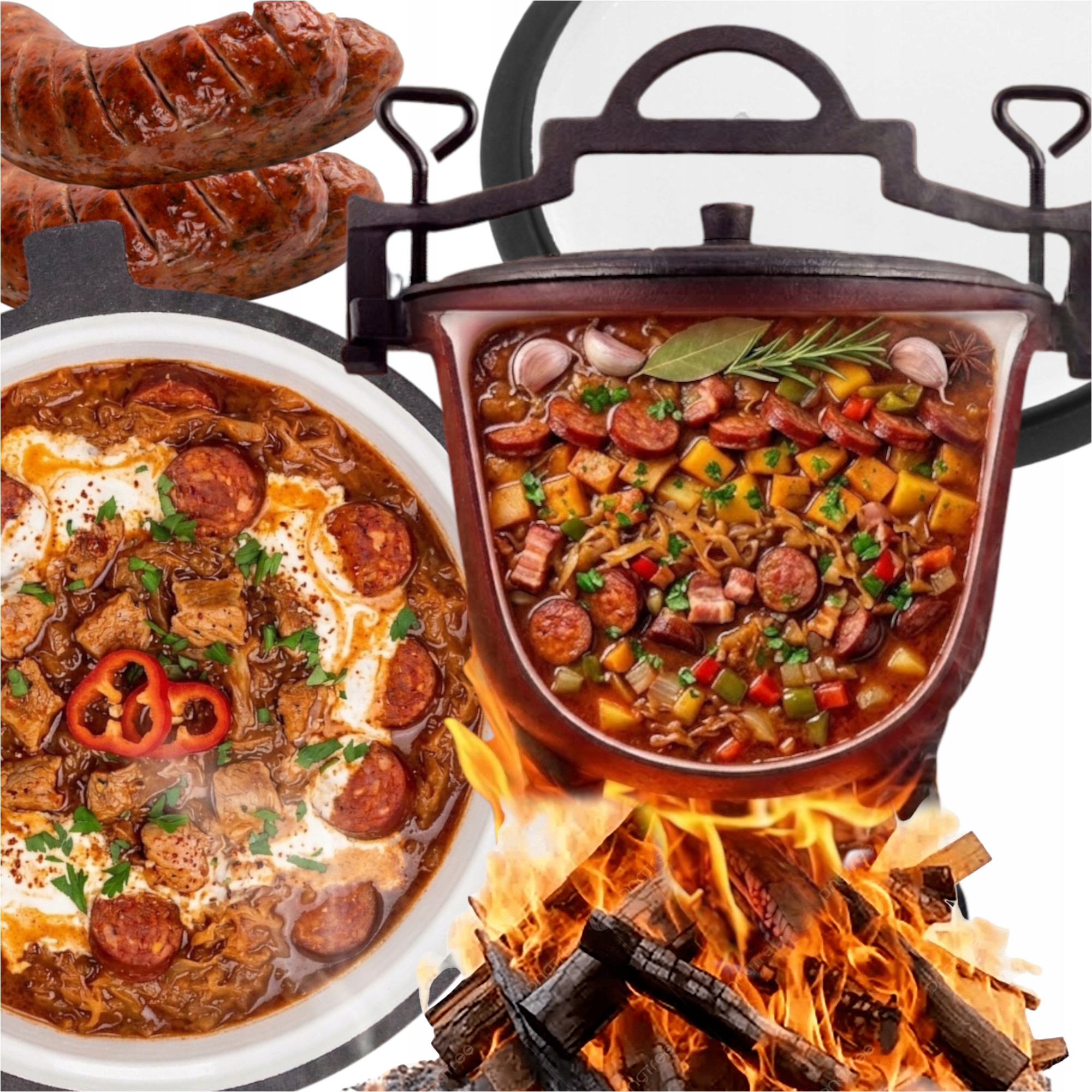 Emaliovaný Lovecký Kotlík Maďarský na oheň Grill s povrchovou úpravou smaltu