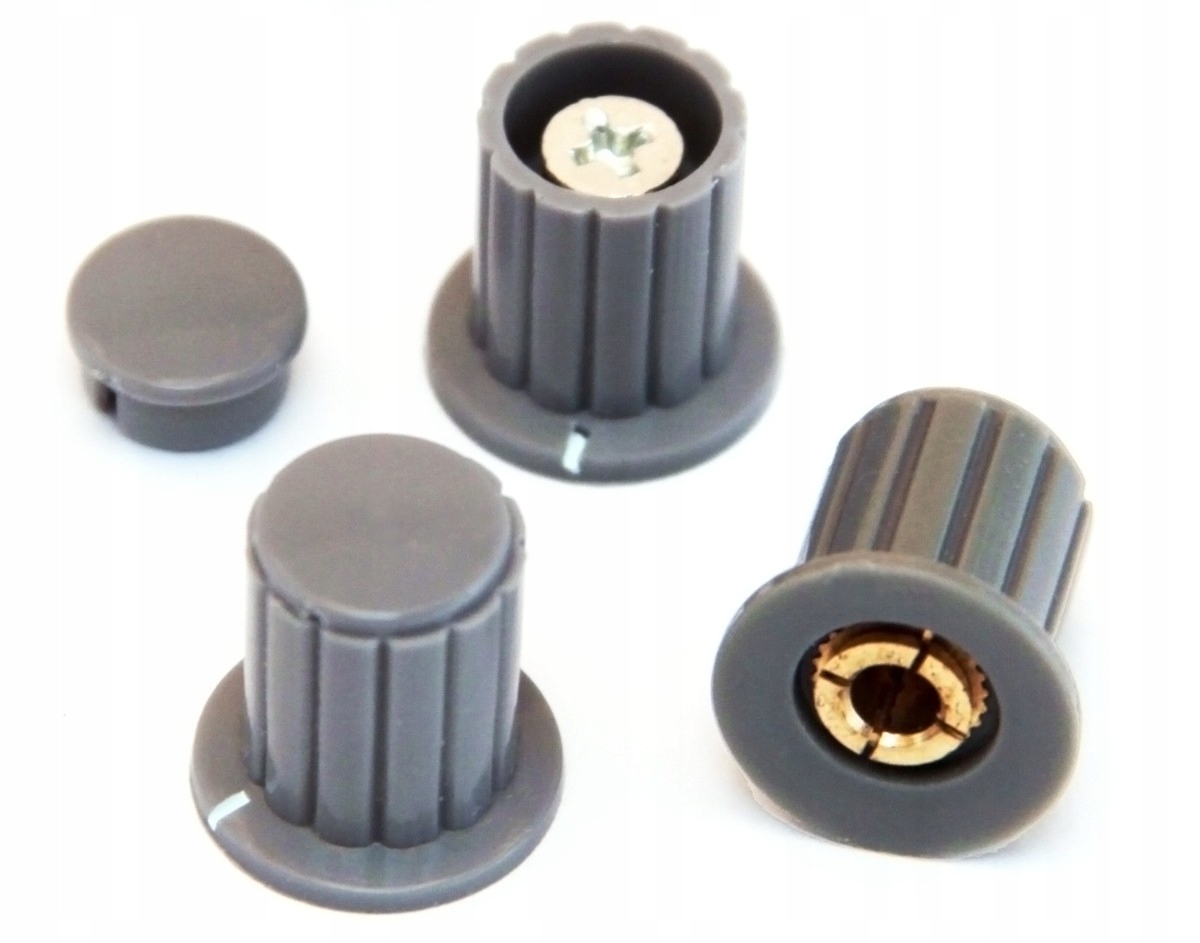 

Gałka szara zaciskana oś 4mm średnica 12mm