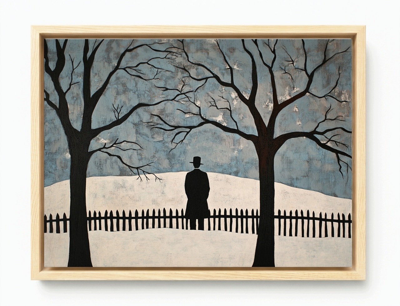 Obraz Rám American Box Zima Sníh Mráz Stromy Muž Melancholie 80x60
