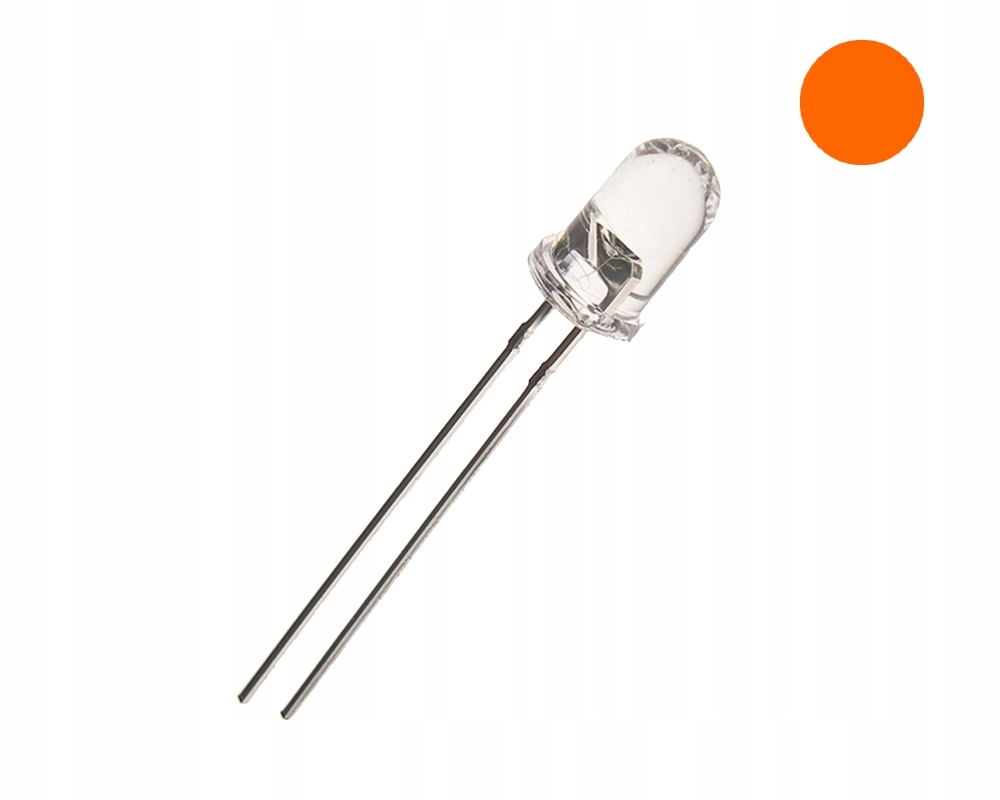 

5x Dioda Led 5mm Pomaranczowa S.j Rezystor 12V