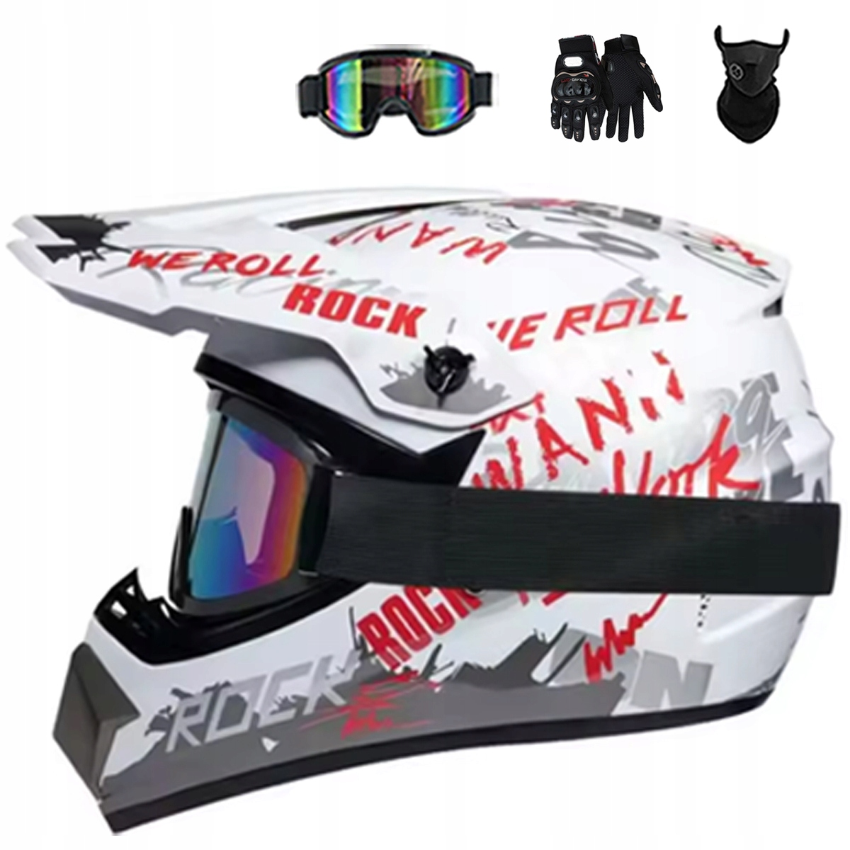 Motocyklová Přilba Lehká Enduro Quada Brýle Rukavice Maska M