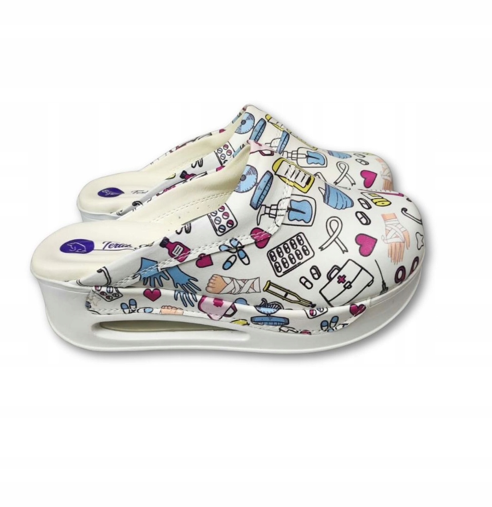 Buty medyczne klapki Air Clogs obuwie ze wzorem medycyna 41