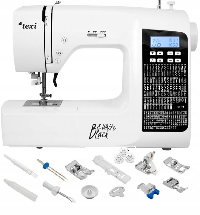 Maszyna Do Szycia domowa komputerowa Texi Black & White z alfabetem