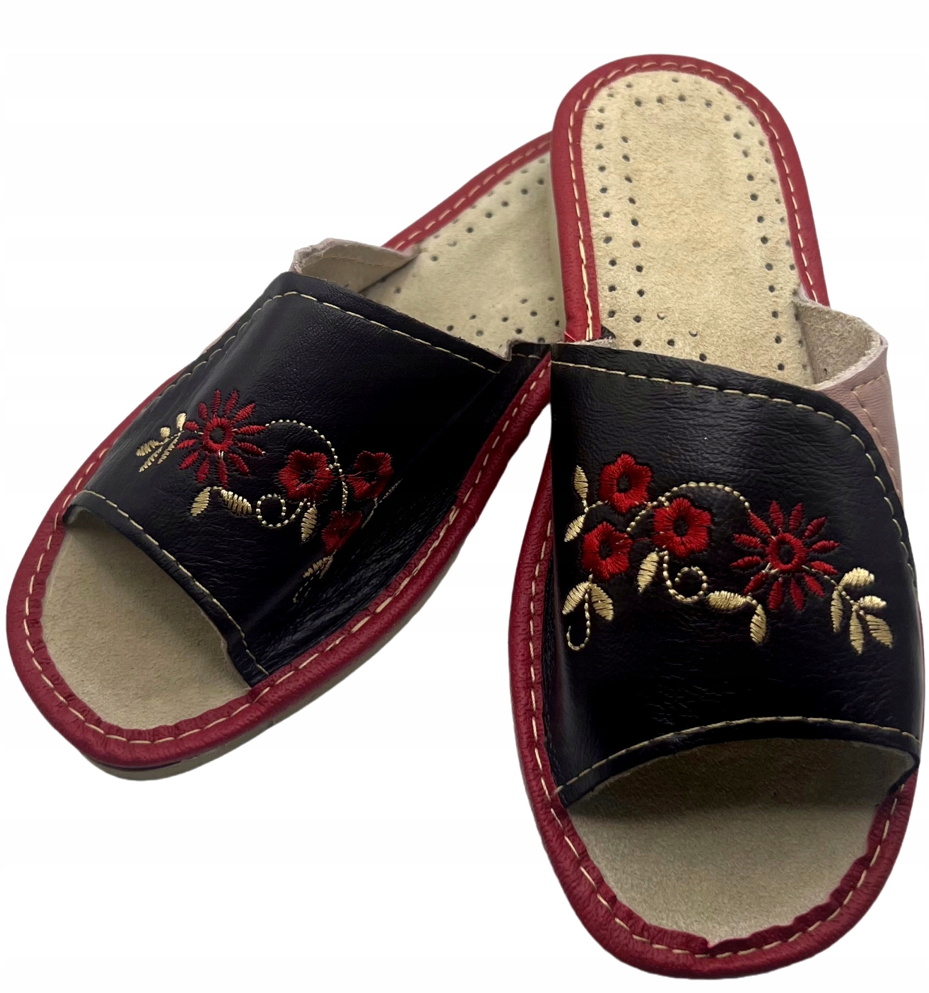 KAPCIE PAPCIE SKÓRZANE KLAPKI LACZKI PANTOFLE 39