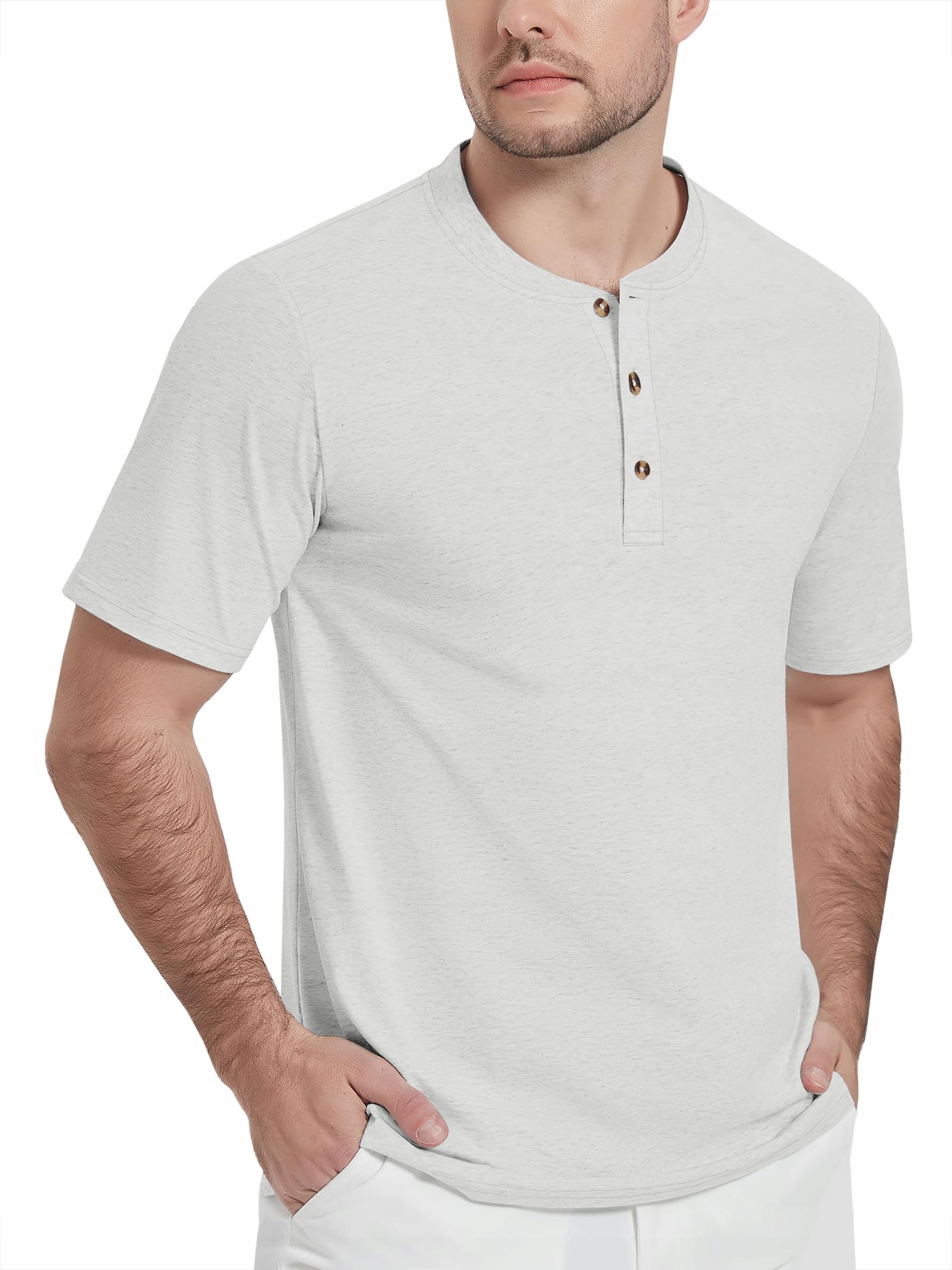 Kefitevd Tričko Henley Bavlněné Polo bez límce Bílá XL