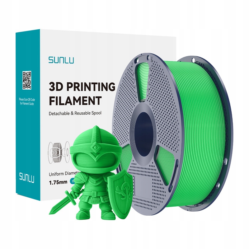 Filament Pla+ 1.75MM 1KG Do Drukarki 3D Na Szpuli Zielony Sunlu
