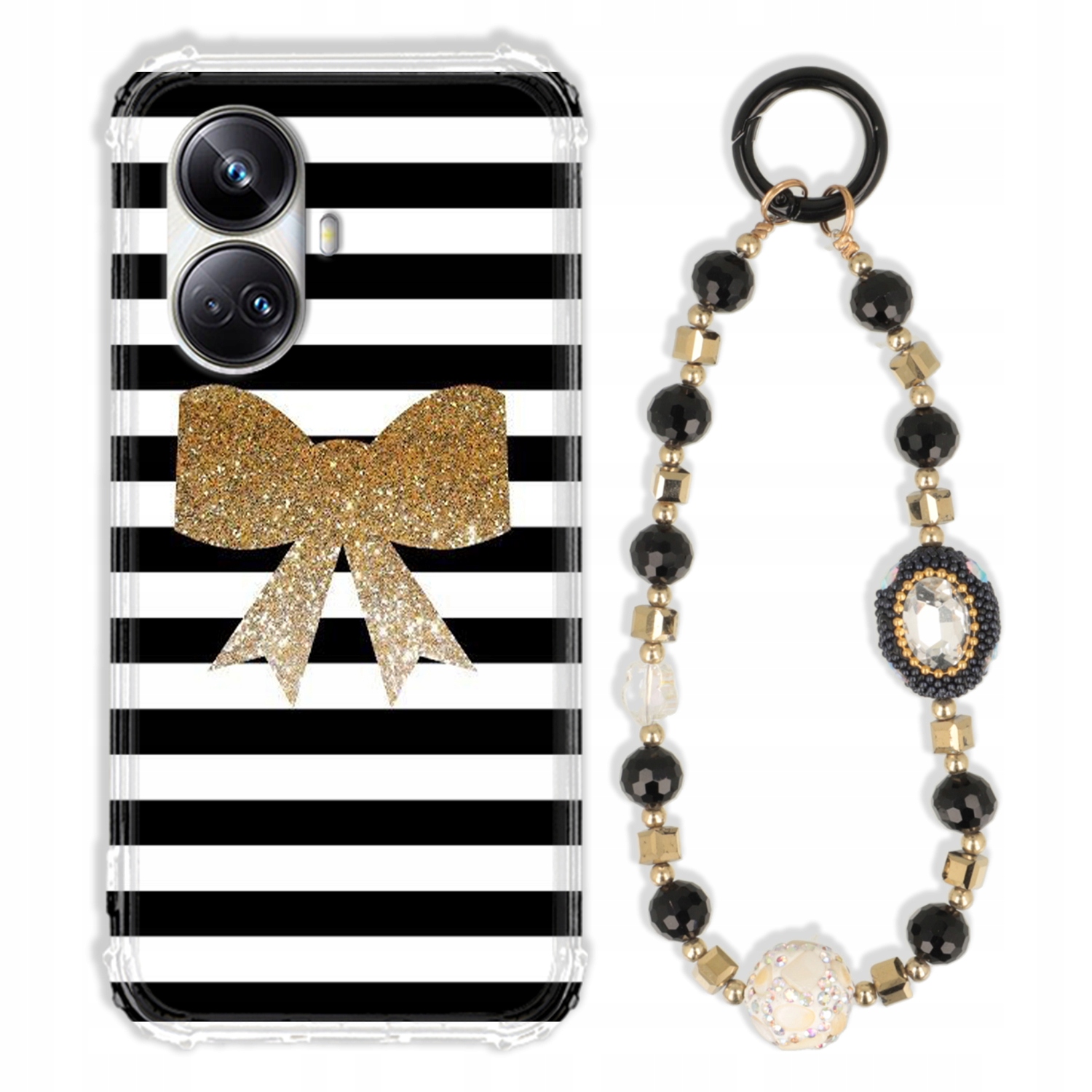 Puzdro Pre Realme 10 Pro Plus 5G Antishock Zirkóny Čierno Zlaté|pevné|silné