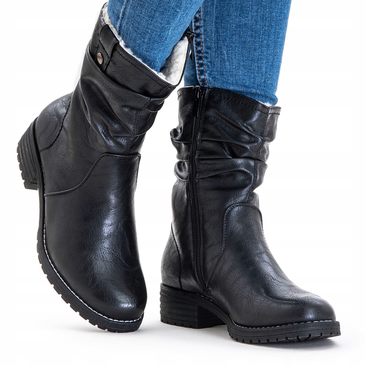 

Kozaki ocieplane Wełna botki Tęgość H Wojtyłko